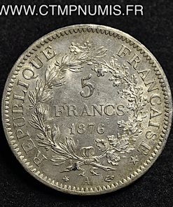 5 FRANCS ARGENT HERCULE  1876 A PARIS SUP