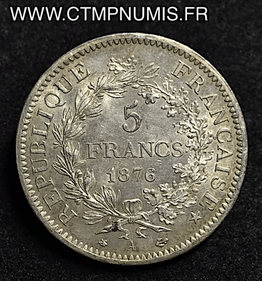 5 FRANCS ARGENT HERCULE  1876 A PARIS SUP