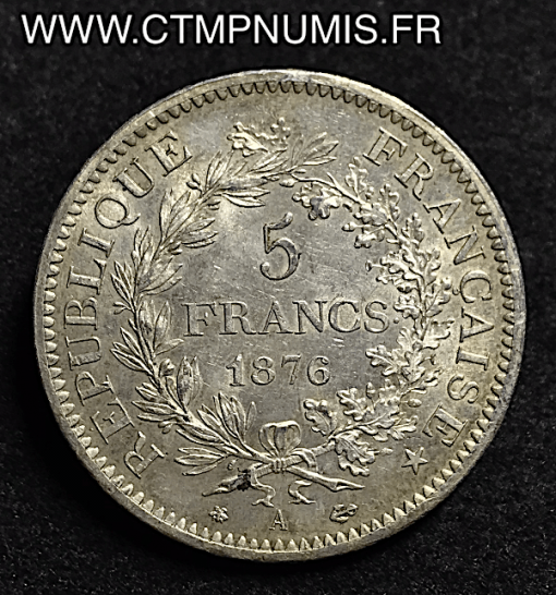 5 FRANCS ARGENT HERCULE 1876 A PARIS SUP