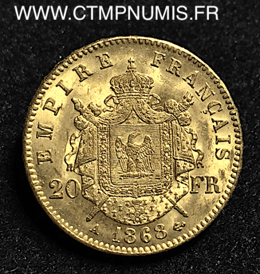 ,20,FRANCS,OR,NAPOLEON,III,1868,A,PARIS,SPL,