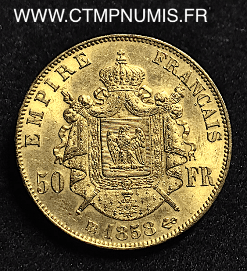 ,50,FRANCS,OR,NAPOLEON,III,1858,STRASBOURG