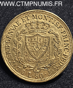 ITALIE 80 LIRE OR CHARLES FELIX 1829 GENES