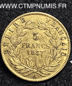 5 FRANCS OR NAPOLEON III 1857 A PARIS
