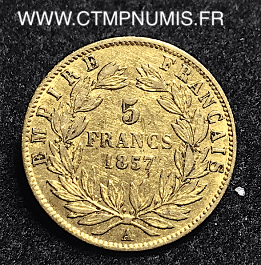 5 FRANCS OR NAPOLEON III 1857 A PARIS