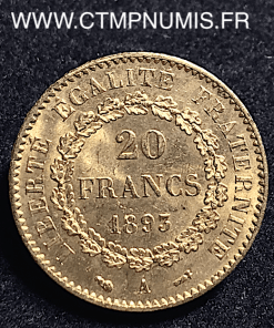 20 FRANCS OR GENIE 1893 A PARIS