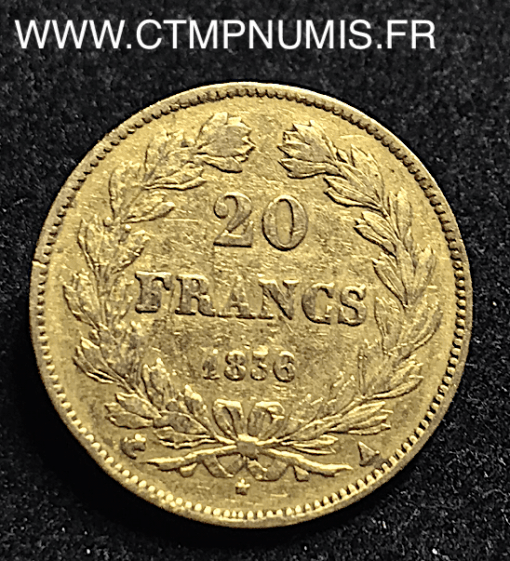 20 FRANCS OR LOUIS PHILIPPE I° 1836 A PARIS