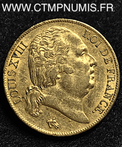 20 FRANCS OR LOUIS XVIII BUSTE NU 1824 A PARIS