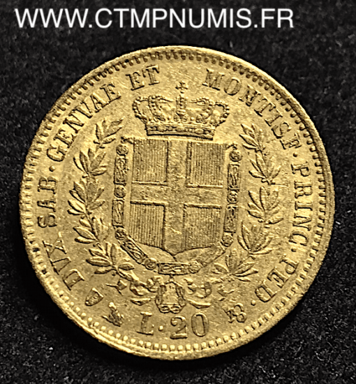 ITALIE SARDAIGNE 20 LIRE OR 1852 GENES