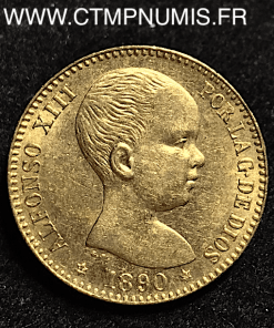 ESPAGNE 20 PESETAS OR ALPHONSE XIII 1890 MPM