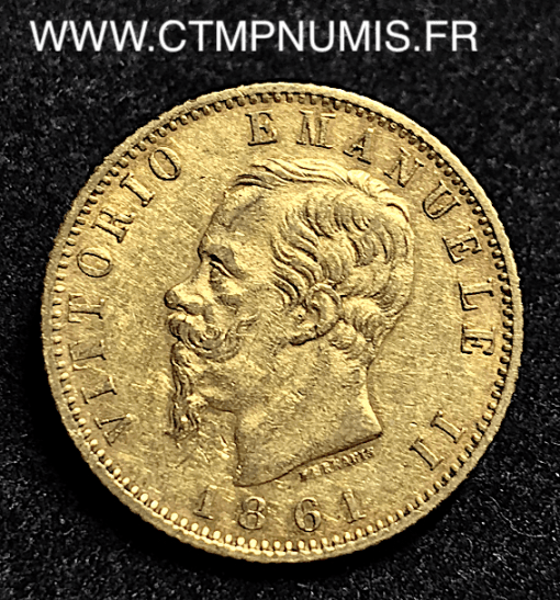 ITALIE 20 LIRE OR VICTOR EMMANUEL1861 T TURIN