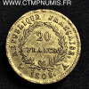 20 FRANCS OR NAPOLEON I° TETE LAUREE 1808 A