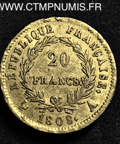 20 FRANCS OR NAPOLEON I° TETE LAUREE 1808 A