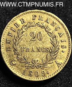 20 FRANCS OR NAPOLEON I°  EMPIRE 1809 A PARIS