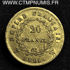 20 FRANCS OR NAPOLEON I°  EMPIRE 1811 W LILLE