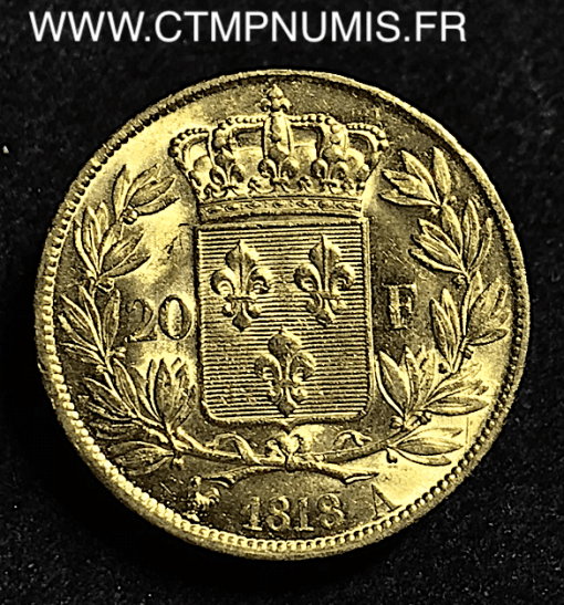 20 FRANCS OR LOUIS XVIII  BUSTE NU 1818 A PARIS