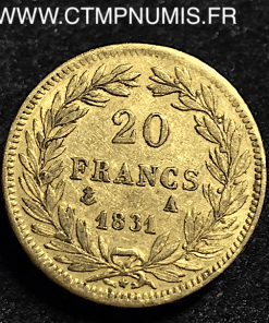 20 FRANCS OR LOUIS PHILIPPE 1831 A PARIS