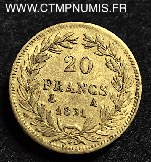 20 FRANCS OR LOUIS PHILIPPE 1831 A PARIS