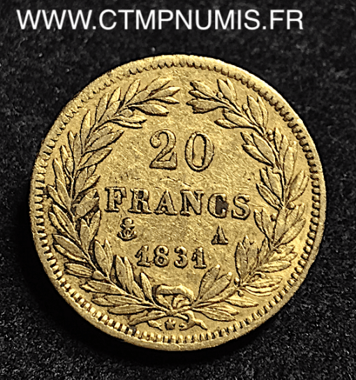 20 FRANCS OR LOUIS PHILIPPE 1831 A PARIS