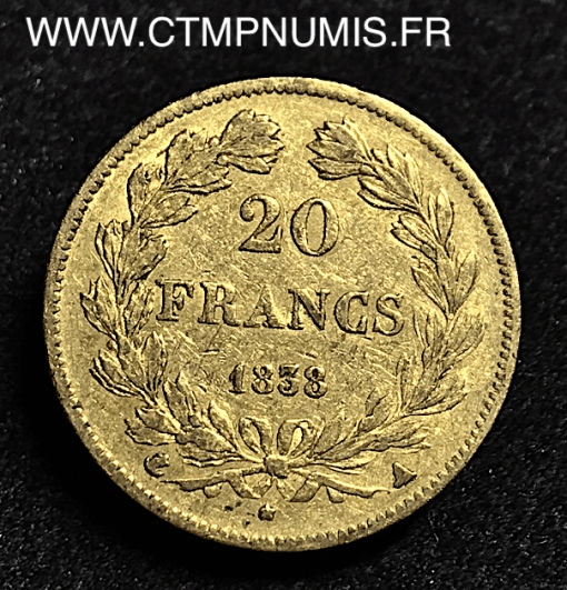 20 FRANCS OR LOUIS PHILIPPE I° DOMARD 1838 A