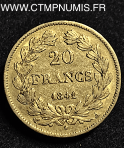 20 FRANCS OR LOUIS PHILIPPE I° DOMARD 1841 A 