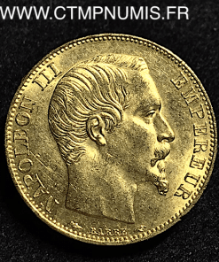 20 FRANCS OR NAPOLEON III TETE NUE 1854 A SUP