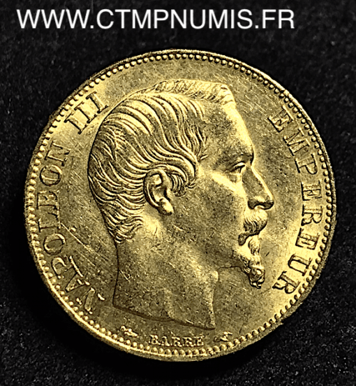 20 FRANCS OR NAPOLEON III TETE NUE 1854 A SUP