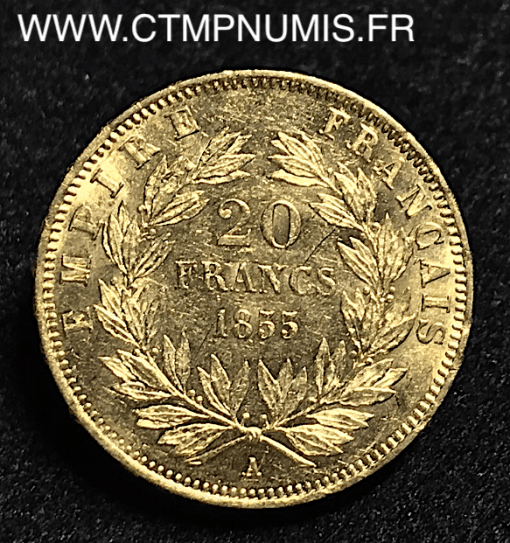 20 FRANCS OR NAPOLEON III TETE NUE 1855 A