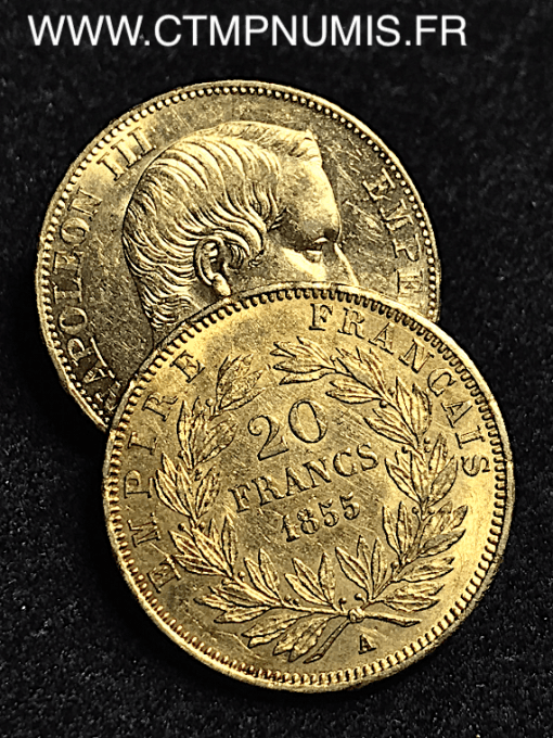 20 FRANCS OR NAPOLEON III TETE NUE 1855 A