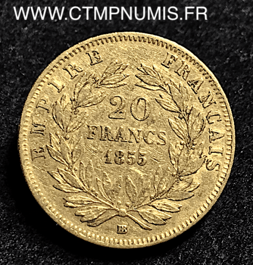 20 FRANCS OR NAPOLEON III 1855 STRASBOURG