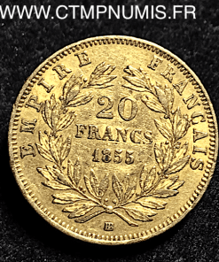 20 FRANCS OR NAPOLEON III  1855 STRASBOURG