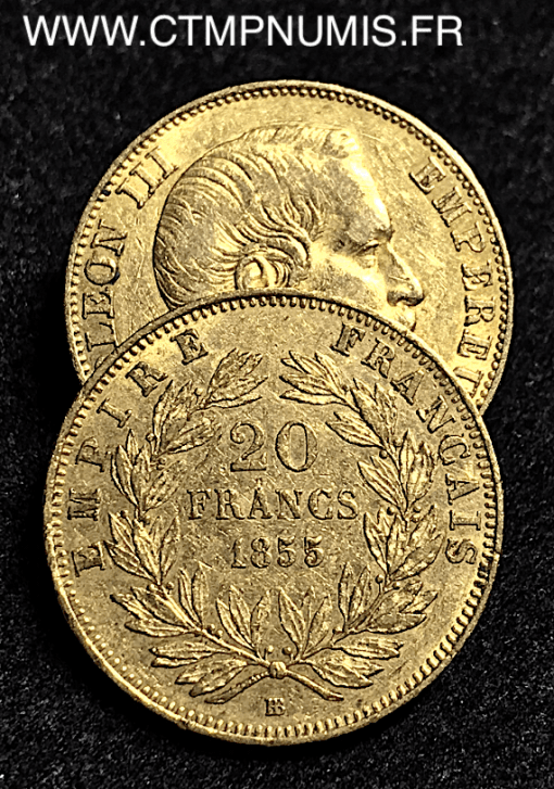 20 FRANCS OR NAPOLEON III  1855 STRASBOURG