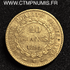 20 FRANCS OR GENIE II° REPUBLIQUE 1892 A PARIS