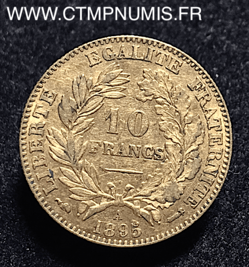 10 FRANCS OR CERES III° REPUBLIQUE 1895 A PARIS