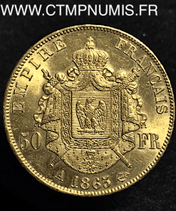 50 FRANCS OR NAPOLEON III TETE LAUREE 1865 A