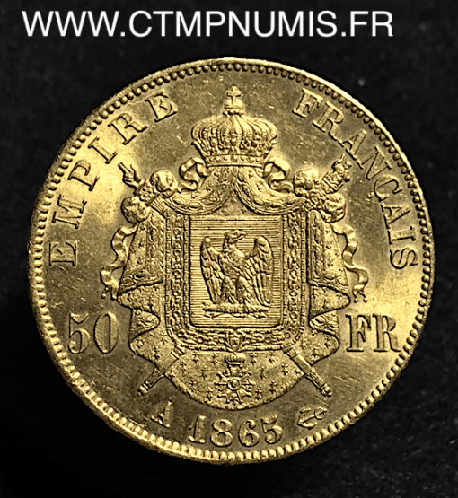 50 FRANCS OR NAPOLEON III TETE LAUREE 1865 A