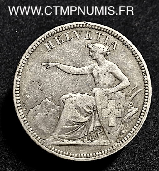 5 FRANCS ARGENT SUISSE 1874 B. BRUXELLES