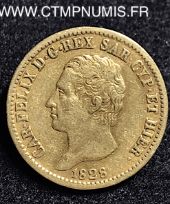 ITALIE 20 LIRE OR CHARLES FELIX 1828 P TURIN