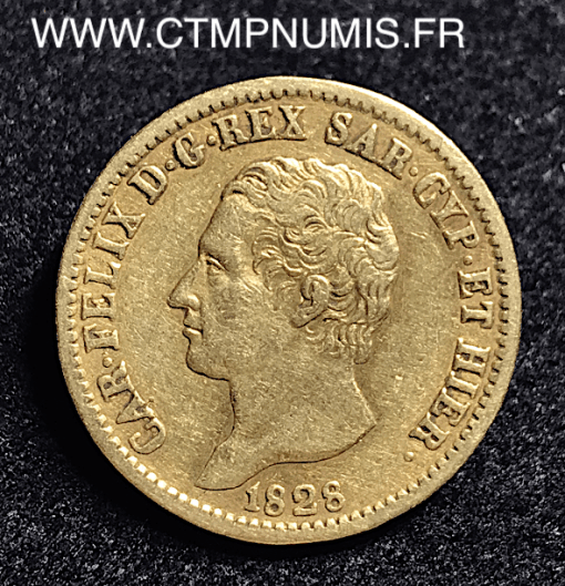 ITALIE  20 LIRE OR CHARLES FELIX 1828 P TURIN