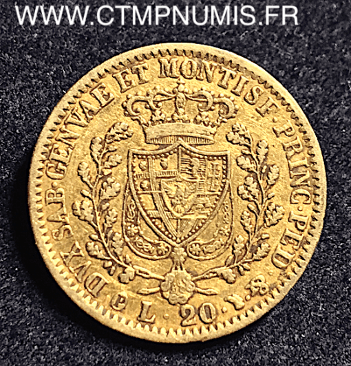 ITALIE  20 LIRE OR CHARLES FELIX 1828 P TURIN