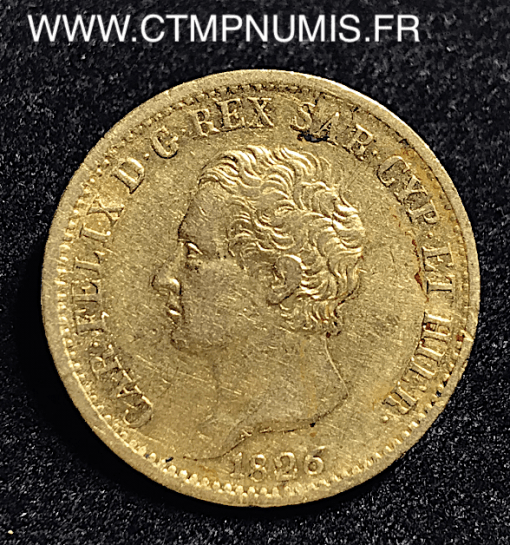 ITALIE  20 LIRE OR CHARLES FELIX 1826 TURIN