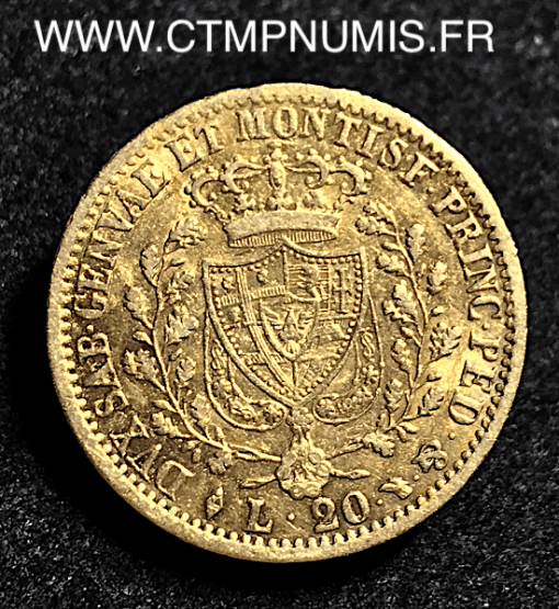 ITALIE 20 LIRE OR CHARLES FELIX 1826 TURIN