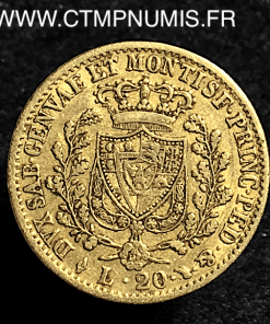 ITALIE  20 LIRE OR CHARLES FELIX 1828 L TURIN