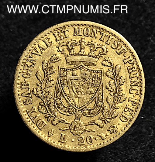 ITALIE  20 LIRE OR CHARLES FELIX 1828 L TURIN