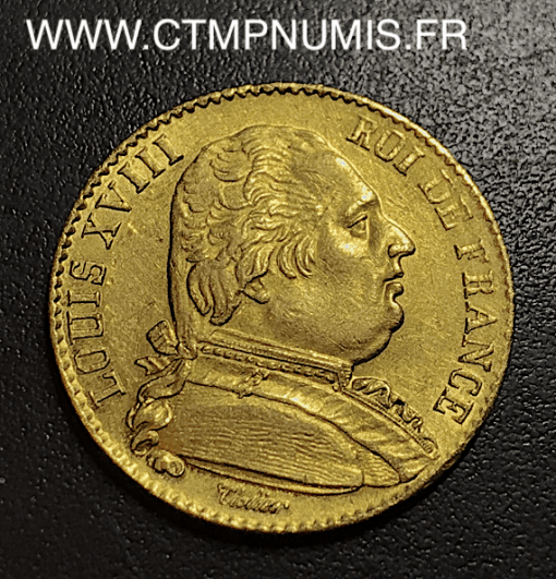 20 FRANCS OR LOUIS XVIII   1815 Q PERPIGNAN