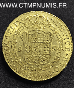 8 ESCUDOS OR CHARLES IIII 1802 JJ SANTA FE