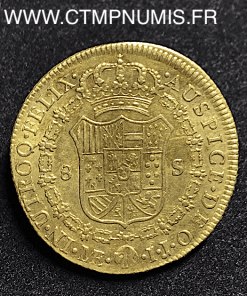 PEROU 8 ESCUDOS OR CHARLES IIII 1796 IJ LIMA