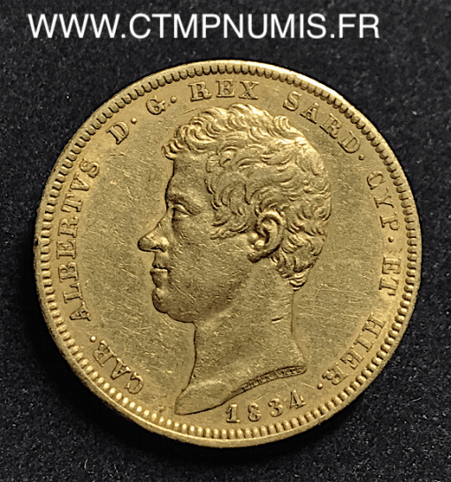 ITALIE 100 LIRE OR CHARLES ALBERT 1834 TURIN