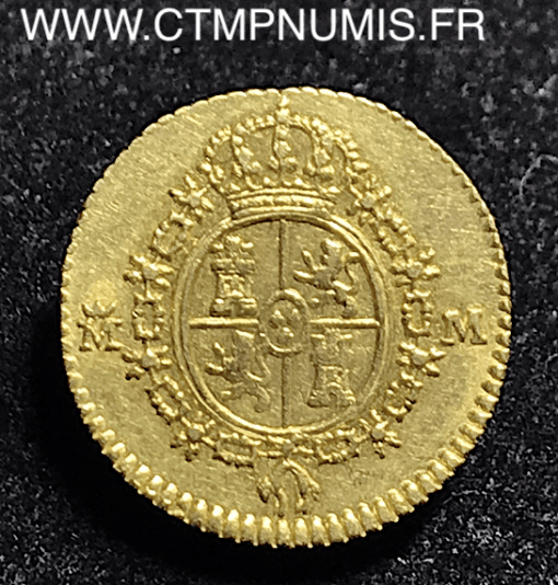 ESPAGNE 1/2 ESCUDO OR CHARLES III 1788 MADRID