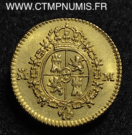 ESPAGNE 1/2 ESCUDO OR CHARLES III 1788 MADRID