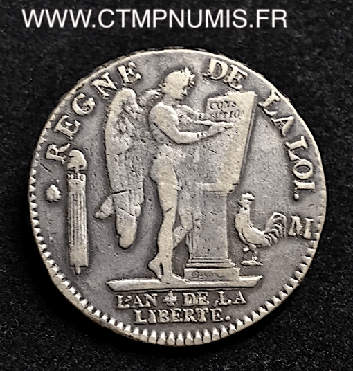 ,SIX,LIVRES,ARGENT,1792,TOULOUSE,LOUIS,XVI,